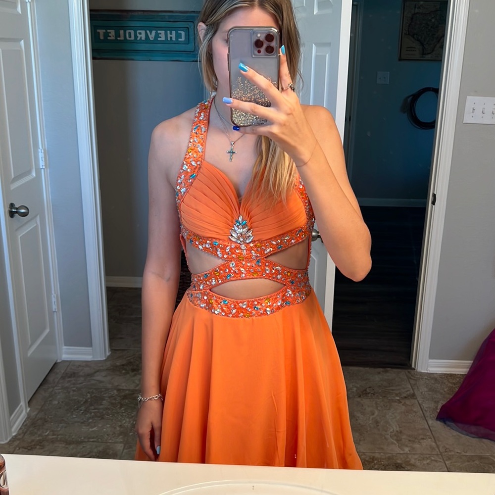 Orange homecoming / prom dress